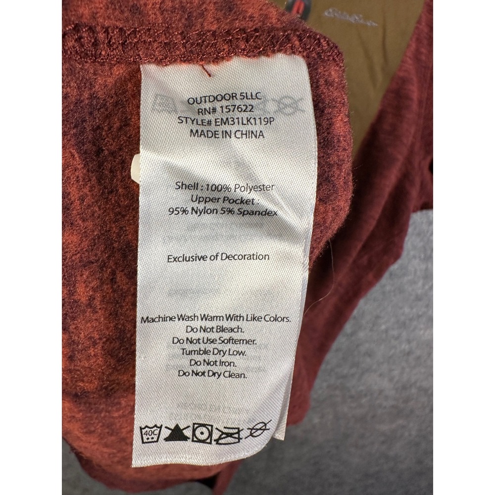 Eddie Bauer Mens Quarter Zip Pullover Fleece Rust Red Space Dye Large EM31LK119P - Picture 6 of 9